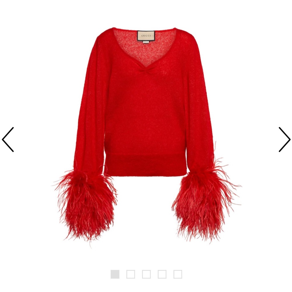 GUCCI: Sweater with Removable feathered sleeves (Size Small)
